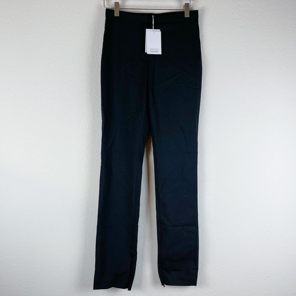 & Other Stories Wool Blend Pants Womens 2 Black Ankle Zip Skinny Trouser NWT